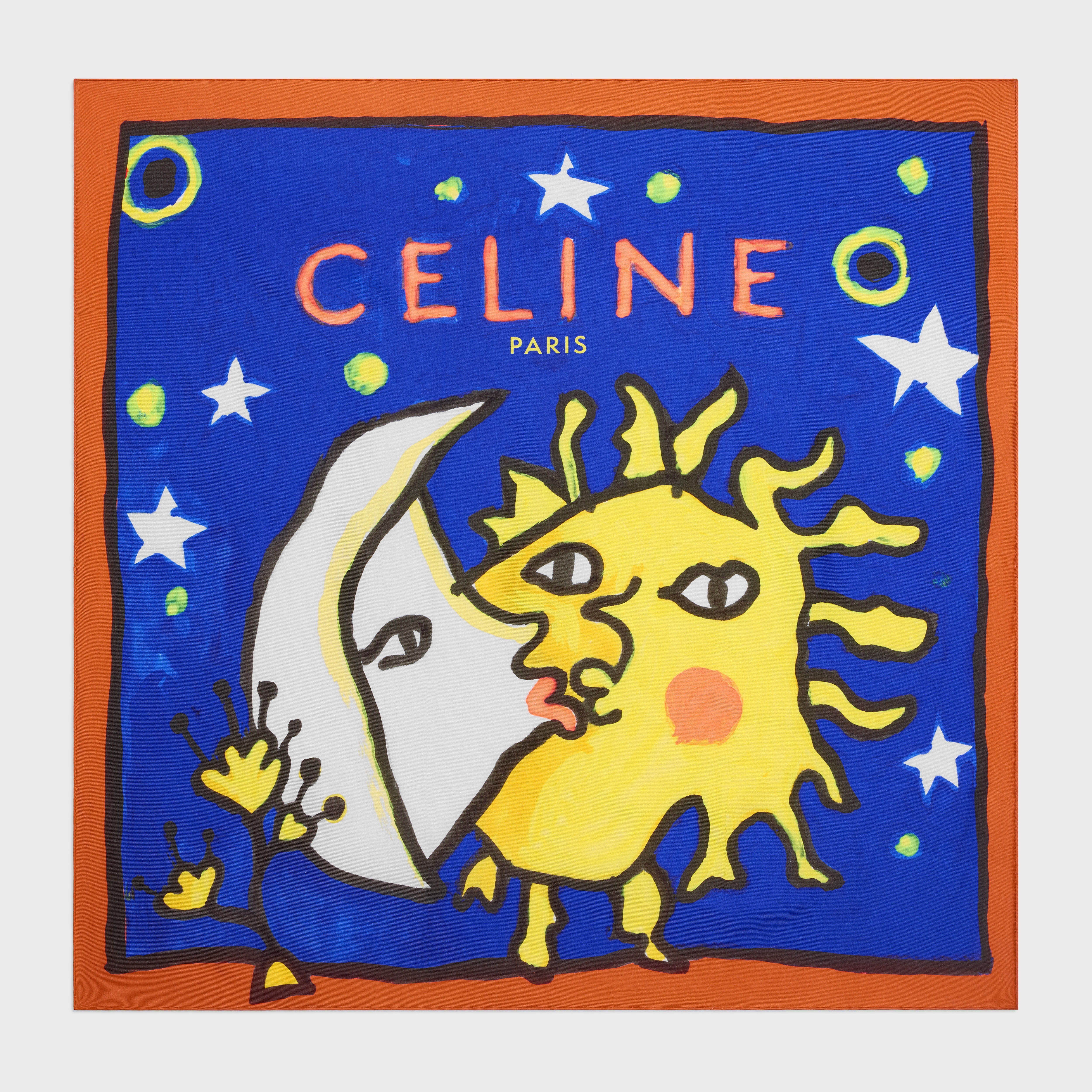 スクエアスカーフ / シルクツイル - ブルー / オレンジ | CELINE